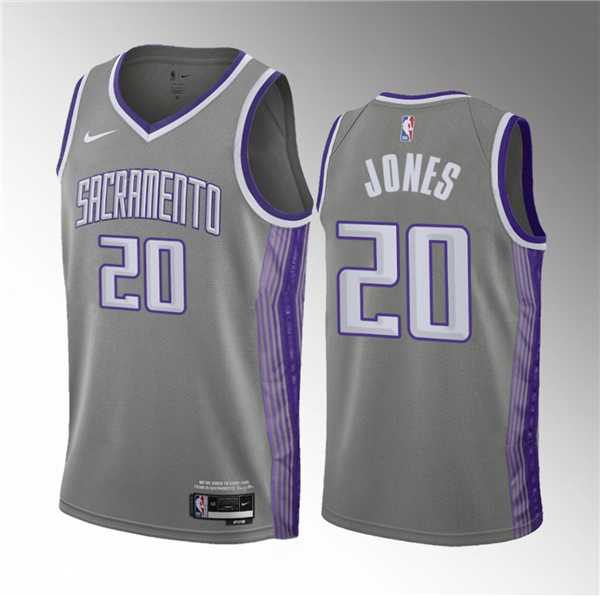 Mens Sacramento Kings #20 Colby Jones Gray 2023 Draft City Edition Stitched Jersey Dzhi